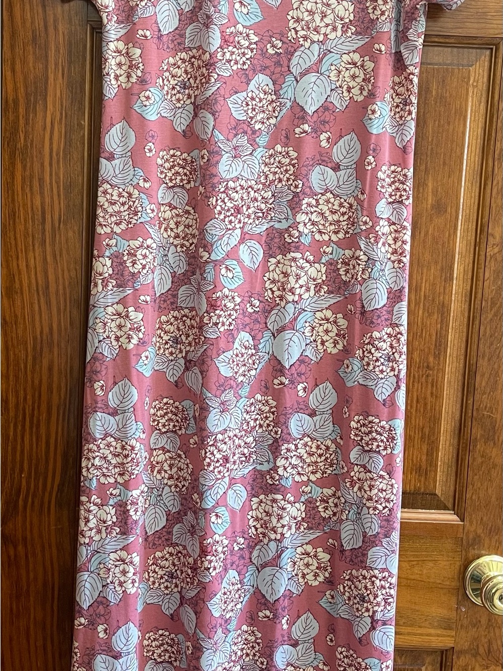 LuLaRoe Maxi Dress in Dusty Rose with Light Blue Florals